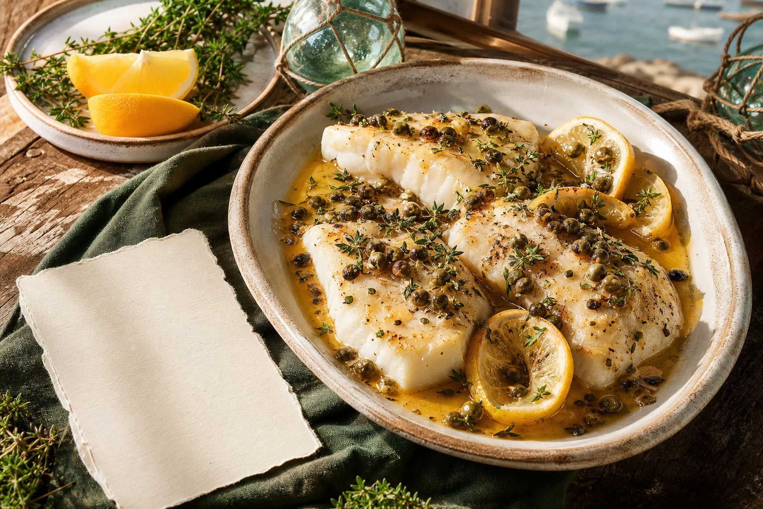 Lemon Thyme Cod with Buttery Beans