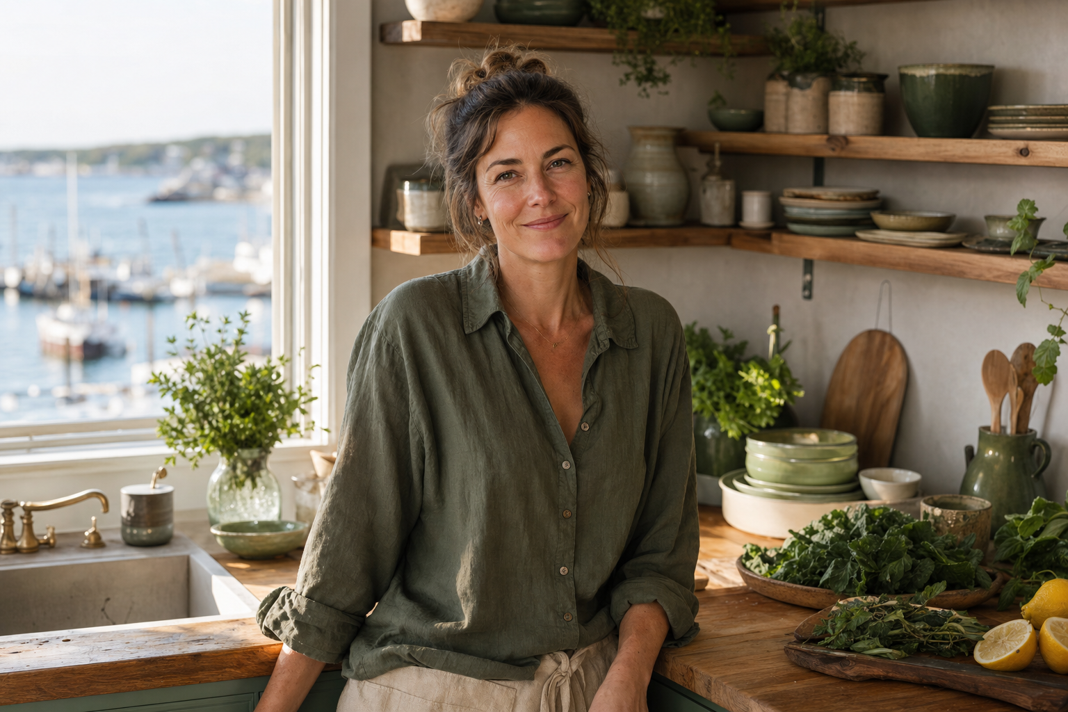 Elena Vargas cooking in her coastal home kitchen